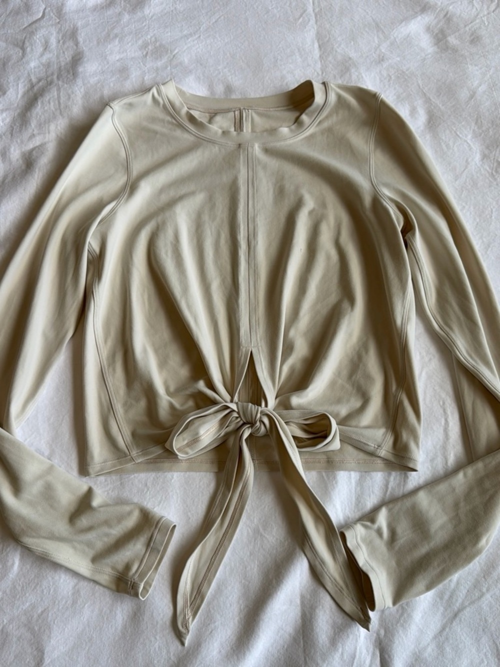 lululemon athletica Cream Tie-Front Long Sleeve Top